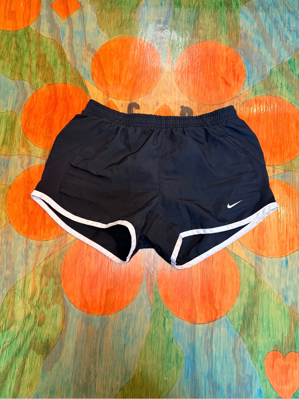 Nike Dri-Fit Running Shorts Black White Athletic Workout Liner Womens XSmall Pol